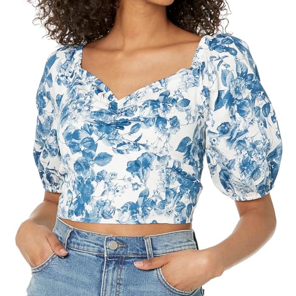 Brand New, Floral, Cotton Cropped Blouse
